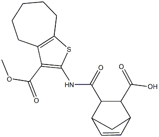 3-({[3-(methoxycarbonyl)-5,6,7,8-tetrahydro-4H-cyclohepta[b]thien-2-yl]amino}carbonyl)bicyclo[2.2.1]hept-5-ene-2-carboxylic acid 结构式