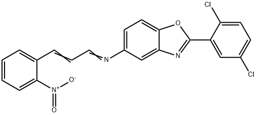 2-(2,5-dichlorophenyl)-5-[(3-{2-nitrophenyl}-2-propenylidene)amino]-1,3-benzoxazole 结构式