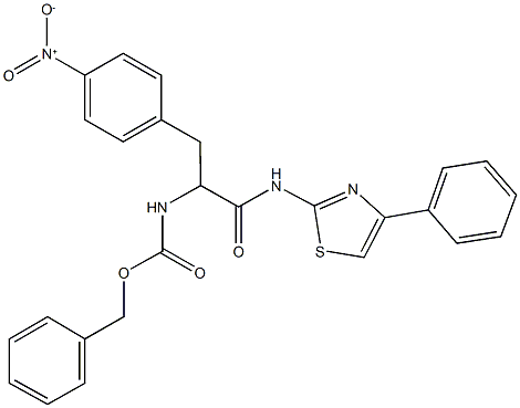 benzyl 1-{4-nitrobenzyl}-2-oxo-2-[(4-phenyl-1,3-thiazol-2-yl)amino]ethylcarbamate 结构式