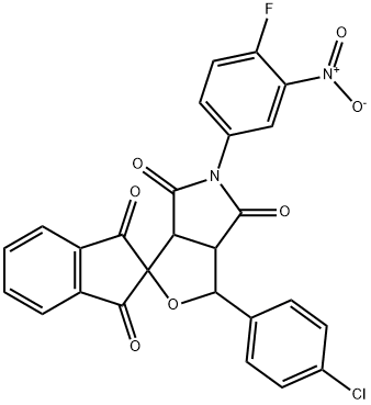 1-(4-chlorophenyl)-5-(4-fluoro-3-nitrophenyl)dihydro-1',3',4,6-tetraoxospiro[1H-furo[3,4-c]pyrrole-3,2'-(1'H)-indene] 结构式