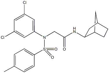 N-bicyclo[2.2.1]hept-2-yl-2-{3,5-dichloro[(4-methylphenyl)sulfonyl]anilino}acetamide 结构式