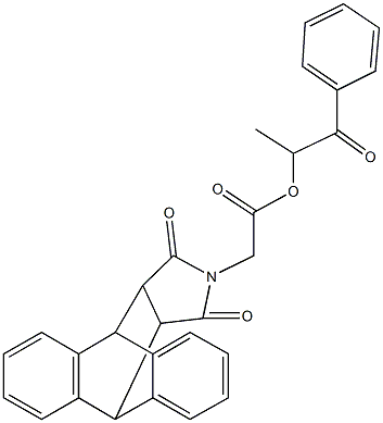 1-methyl-2-oxo-2-phenylethyl (16,18-dioxo-17-azapentacyclo[6.6.5.0~2,7~.0~9,14~.0~15,19~]nonadeca-2,4,6,9,11,13-hexaen-17-yl)acetate 结构式
