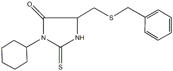 5-[(benzylsulfanyl)methyl]-3-cyclohexyl-2-thioxo-4-imidazolidinone 结构式