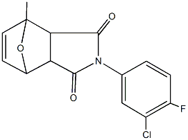 4-(3-chloro-4-fluorophenyl)-1-methyl-10-oxa-4-azatricyclo[5.2.1.0~2,6~]dec-8-ene-3,5-dione 结构式