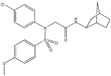 N-bicyclo[2.2.1]hept-2-yl-2-{4-chloro[(4-methoxyphenyl)sulfonyl]anilino}acetamide 结构式