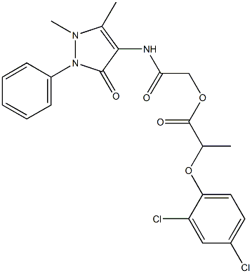 2-[(1,5-dimethyl-3-oxo-2-phenyl-2,3-dihydro-1H-pyrazol-4-yl)amino]-2-oxoethyl 2-(2,4-dichlorophenoxy)propanoate 结构式