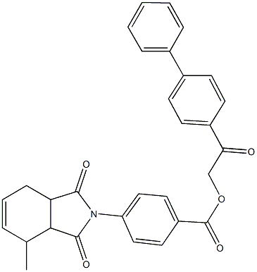 2-[1,1'-biphenyl]-4-yl-2-oxoethyl 4-(4-methyl-1,3-dioxo-1,3,3a,4,7,7a-hexahydro-2H-isoindol-2-yl)benzoate 结构式