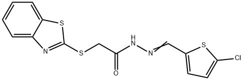 2-(1,3-benzothiazol-2-ylsulfanyl)-N'-[(5-chloro-2-thienyl)methylene]acetohydrazide 结构式