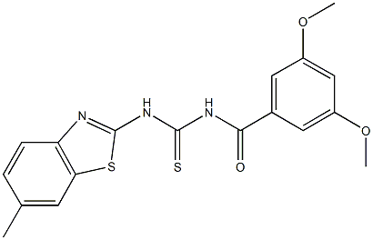 N-(3,5-dimethoxybenzoyl)-N'-(6-methyl-1,3-benzothiazol-2-yl)thiourea 结构式