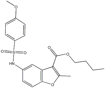 butyl 5-{[(4-methoxyphenyl)sulfonyl]amino}-2-methyl-1-benzofuran-3-carboxylate 结构式