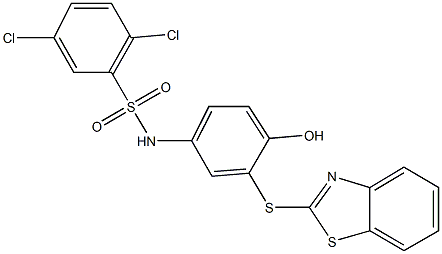 N-[3-(1,3-benzothiazol-2-ylsulfanyl)-4-hydroxyphenyl]-2,5-dichlorobenzenesulfonamide 结构式