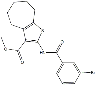 methyl 2-[(3-bromobenzoyl)amino]-5,6,7,8-tetrahydro-4H-cyclohepta[b]thiophene-3-carboxylate 结构式