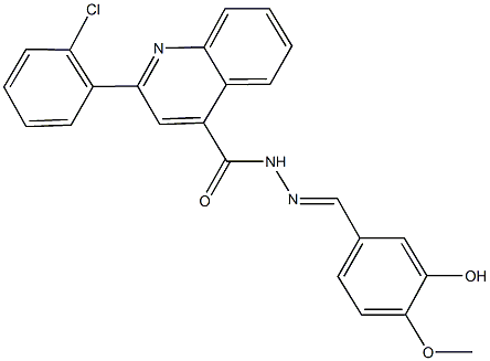 2-(2-chlorophenyl)-N'-(3-hydroxy-4-methoxybenzylidene)-4-quinolinecarbohydrazide 结构式