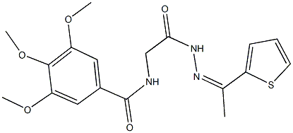 3,4,5-trimethoxy-N-(2-oxo-2-{2-[1-(2-thienyl)ethylidene]hydrazino}ethyl)benzamide 结构式