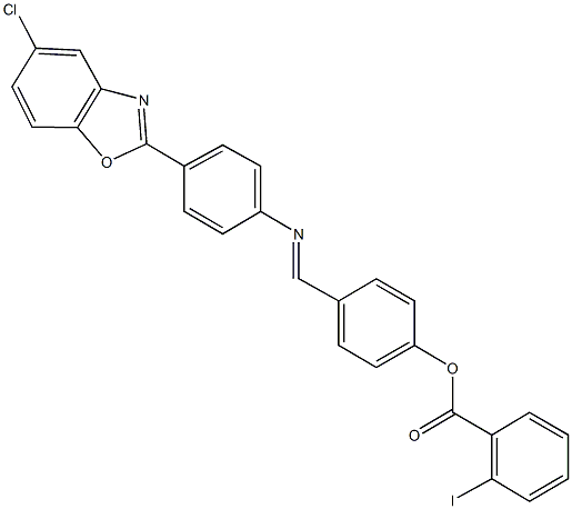 4-({[4-(5-chloro-1,3-benzoxazol-2-yl)phenyl]imino}methyl)phenyl 2-iodobenzoate 结构式