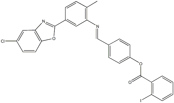4-({[5-(5-chloro-1,3-benzoxazol-2-yl)-2-methylphenyl]imino}methyl)phenyl 2-iodobenzoate 结构式