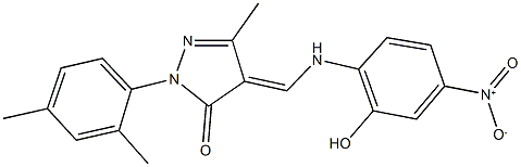 2-(2,4-dimethylphenyl)-4-({2-hydroxy-4-nitroanilino}methylene)-5-methyl-2,4-dihydro-3H-pyrazol-3-one 结构式