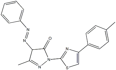 5-methyl-2-[4-(4-methylphenyl)-1,3-thiazol-2-yl]-4-(phenyldiazenyl)-2,4-dihydro-3H-pyrazol-3-one 结构式