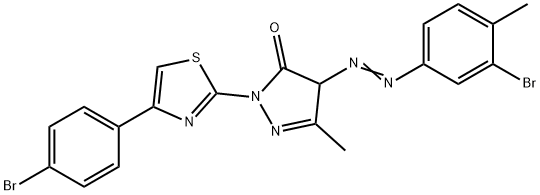 4-[(3-bromo-4-methylphenyl)diazenyl]-2-[4-(4-bromophenyl)-1,3-thiazol-2-yl]-5-methyl-2,4-dihydro-3H-pyrazol-3-one 结构式