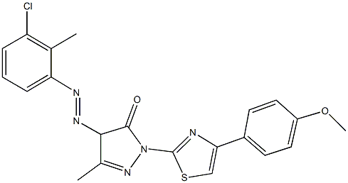 4-[(3-chloro-2-methylphenyl)diazenyl]-2-[4-(4-methoxyphenyl)-1,3-thiazol-2-yl]-5-methyl-2,4-dihydro-3H-pyrazol-3-one 结构式