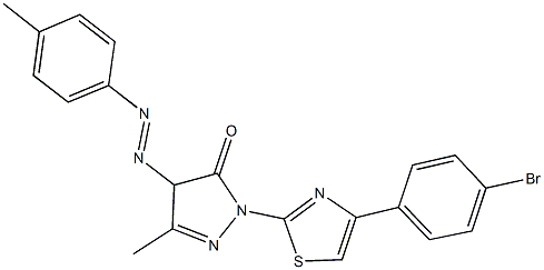 2-[4-(4-bromophenyl)-1,3-thiazol-2-yl]-5-methyl-4-[(4-methylphenyl)diazenyl]-2,4-dihydro-3H-pyrazol-3-one 结构式