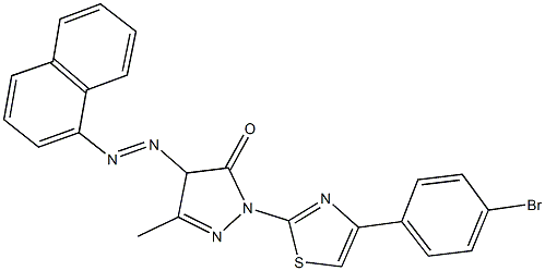 2-[4-(4-bromophenyl)-1,3-thiazol-2-yl]-5-methyl-4-(1-naphthyldiazenyl)-2,4-dihydro-3H-pyrazol-3-one 结构式