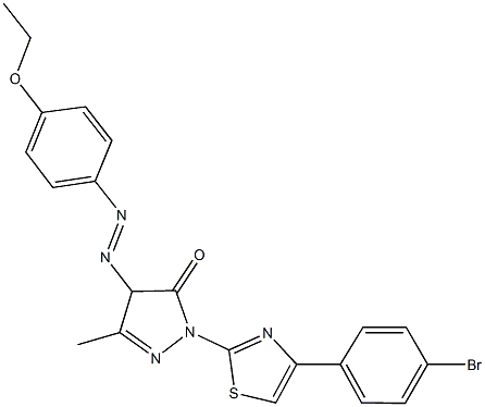 2-[4-(4-bromophenyl)-1,3-thiazol-2-yl]-4-[(4-ethoxyphenyl)diazenyl]-5-methyl-2,4-dihydro-3H-pyrazol-3-one 结构式