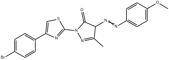 2-[4-(4-bromophenyl)-1,3-thiazol-2-yl]-4-[(4-methoxyphenyl)diazenyl]-5-methyl-2,4-dihydro-3H-pyrazol-3-one 结构式