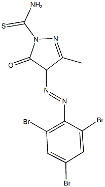 3-methyl-5-oxo-4-[(2,4,6-tribromophenyl)diazenyl]-4,5-dihydro-1H-pyrazole-1-carbothioamide 结构式