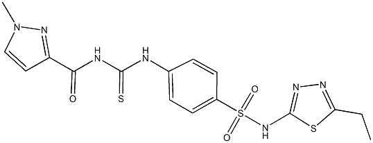 N-(5-ethyl-1,3,4-thiadiazol-2-yl)-4-[({[(1-methyl-1H-pyrazol-3-yl)carbonyl]amino}carbothioyl)amino]benzenesulfonamide 结构式