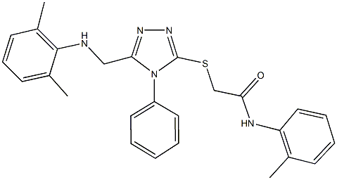 2-({5-[(2,6-dimethylanilino)methyl]-4-phenyl-4H-1,2,4-triazol-3-yl}sulfanyl)-N-(2-methylphenyl)acetamide 结构式