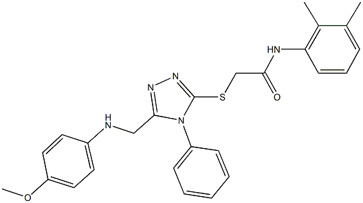N-(2,3-dimethylphenyl)-2-({5-[(4-methoxyanilino)methyl]-4-phenyl-4H-1,2,4-triazol-3-yl}sulfanyl)acetamide 结构式