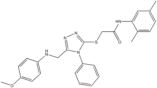 N-(2,5-dimethylphenyl)-2-({5-[(4-methoxyanilino)methyl]-4-phenyl-4H-1,2,4-triazol-3-yl}sulfanyl)acetamide 结构式