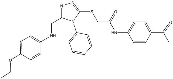 N-(4-acetylphenyl)-2-({5-[(4-ethoxyanilino)methyl]-4-phenyl-4H-1,2,4-triazol-3-yl}sulfanyl)acetamide 结构式