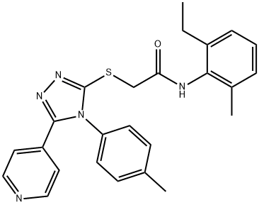 N-(2-ethyl-6-methylphenyl)-2-{[4-(4-methylphenyl)-5-(4-pyridinyl)-4H-1,2,4-triazol-3-yl]sulfanyl}acetamide 结构式