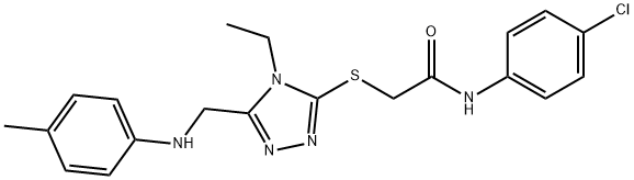 N-(4-chlorophenyl)-2-[(4-ethyl-5-{[(4-methylphenyl)amino]methyl}-4H-1,2,4-triazol-3-yl)sulfanyl]acetamide 结构式