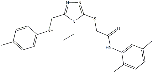 N-(2,5-dimethylphenyl)-2-{[4-ethyl-5-(4-toluidinomethyl)-4H-1,2,4-triazol-3-yl]sulfanyl}acetamide 结构式