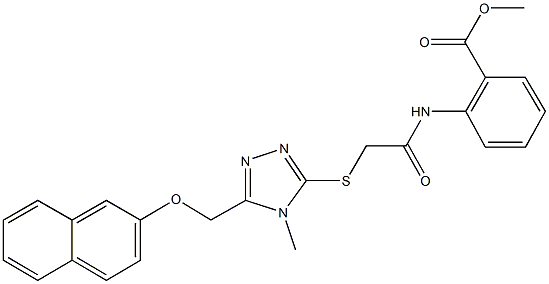 methyl 2-{[({4-methyl-5-[(2-naphthyloxy)methyl]-4H-1,2,4-triazol-3-yl}sulfanyl)acetyl]amino}benzoate 结构式