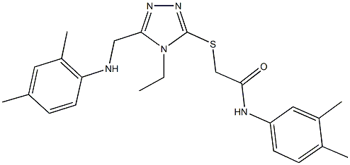 2-({5-[(2,4-dimethylanilino)methyl]-4-ethyl-4H-1,2,4-triazol-3-yl}sulfanyl)-N-(3,4-dimethylphenyl)acetamide 结构式