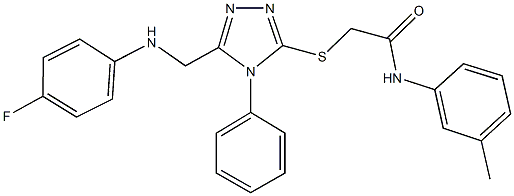 2-[(5-{[(4-fluorophenyl)amino]methyl}-4-phenyl-4H-1,2,4-triazol-3-yl)sulfanyl]-N-(3-methylphenyl)acetamide 结构式