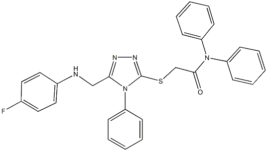 2-({5-[(4-fluoroanilino)methyl]-4-phenyl-4H-1,2,4-triazol-3-yl}sulfanyl)-N,N-diphenylacetamide 结构式
