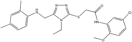 N-(5-chloro-2-methoxyphenyl)-2-({5-[(2,4-dimethylanilino)methyl]-4-ethyl-4H-1,2,4-triazol-3-yl}sulfanyl)acetamide 结构式