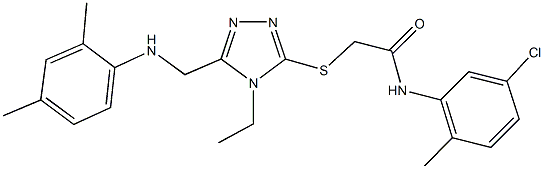 N-(5-chloro-2-methylphenyl)-2-({5-[(2,4-dimethylanilino)methyl]-4-ethyl-4H-1,2,4-triazol-3-yl}sulfanyl)acetamide 结构式