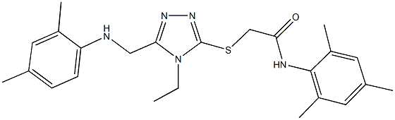 2-({5-[(2,4-dimethylanilino)methyl]-4-ethyl-4H-1,2,4-triazol-3-yl}sulfanyl)-N-mesitylacetamide 结构式