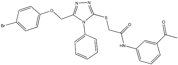 N-(3-acetylphenyl)-2-({5-[(4-bromophenoxy)methyl]-4-phenyl-4H-1,2,4-triazol-3-yl}sulfanyl)acetamide 结构式