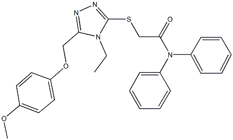 2-({4-ethyl-5-[(4-methoxyphenoxy)methyl]-4H-1,2,4-triazol-3-yl}sulfanyl)-N,N-diphenylacetamide 结构式