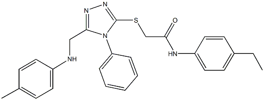 N-(4-ethylphenyl)-2-{[4-phenyl-5-(4-toluidinomethyl)-4H-1,2,4-triazol-3-yl]sulfanyl}acetamide 结构式