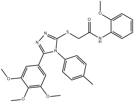 N-(2-methoxyphenyl)-2-{[4-(4-methylphenyl)-5-(3,4,5-trimethoxyphenyl)-4H-1,2,4-triazol-3-yl]sulfanyl}acetamide 结构式