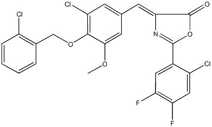 4-{3-chloro-4-[(2-chlorobenzyl)oxy]-5-methoxybenzylidene}-2-(2-chloro-4,5-difluorophenyl)-1,3-oxazol-5(4H)-one 结构式