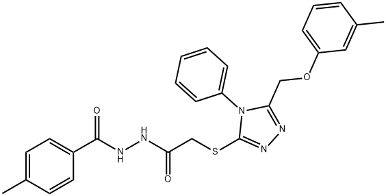 N'-(4-methylbenzoyl)-2-({5-[(3-methylphenoxy)methyl]-4-phenyl-4H-1,2,4-triazol-3-yl}sulfanyl)acetohydrazide 结构式